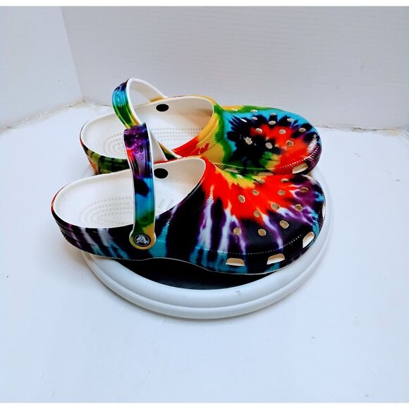 Tie-Dye Multicolor Crocs Clogs With Adjustable Strap  Size 9/11 - Picture 3 of 6
